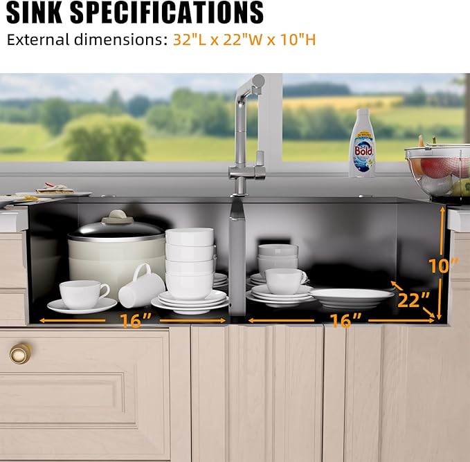 Drop In Kitchen Sink Stainless Steel 32x22 - Drop In Workstation Sink Double Bowl Commercial 16 Gauge Stainless Steel Kitchen Sinks Black