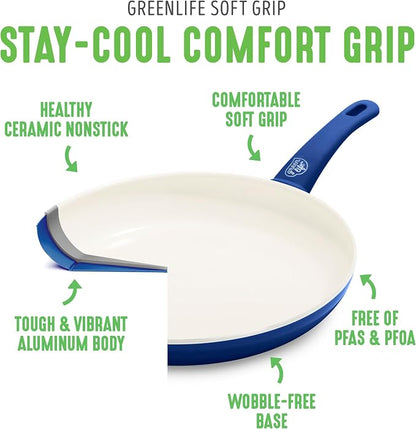 GreenLife 16 Piece Nonstick Cookware Set, Soft Grip Non-Toxic PFAS-Free Ceramic - Image 4