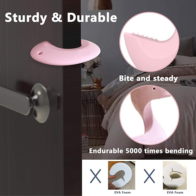 Silicone Door Pinch Guard and Door Slam Stopper, Durable Finger Pinch Guard, Prevents Pinch Injuries, Slamming Doors, Door Stopper for Kids, 4 Packs （2 Pink 2 Blue）.