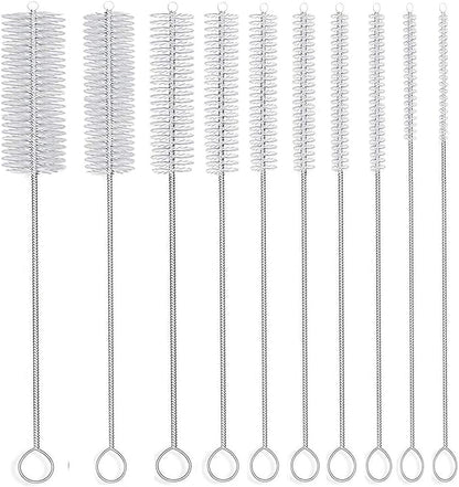 Long Straw Brush, Nylon Pipe Tube Cleaner 8-ihch 10 Different Diameters Set of by DESIN