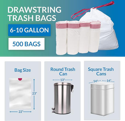 Reli. 6-10 Gallon Trash Bags Drawstring | 500 Count Bulk | 22"x23" | 6 - Image 5