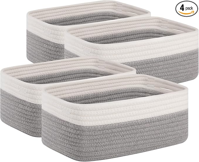 OIAHOMY 4 Pack Storage Baskets for Organizing, Small Bins for Shelves, Cute by MasterofSpaceOptimization