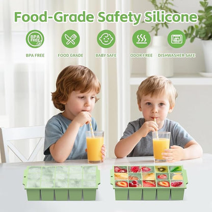 Silicone Ice Cube Tray with Locks Lids, Easy Release Flexible 15 Square Ice - Image 3