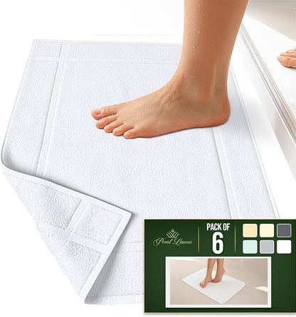 Pearl Linens Pack of 6 100% Cotton Bath Mat 20X30 inches, Soft & Absorbent - Image 5