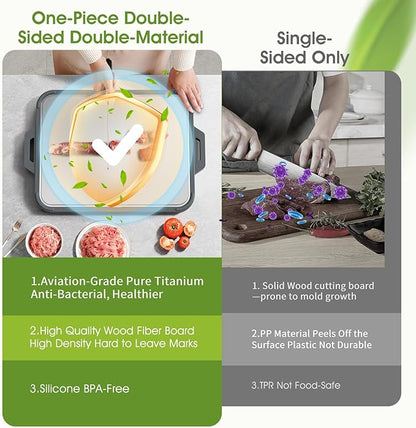 Titanium Cutting Board for Kitchen, Double Sided Pure Titanium and Wood Fiber - Image 5
