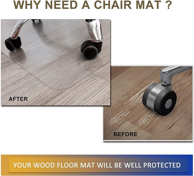 Office Chair Mat for Hardwood Floor, 48”x 36” Clear Floor Protector Mat for - Image 2