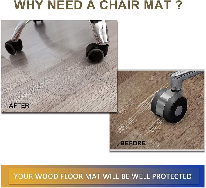 Office Chair Mat for Hardwood Floor, 48”x 36” Vinyl Desk Chair Mat Clear Floor - Image 2