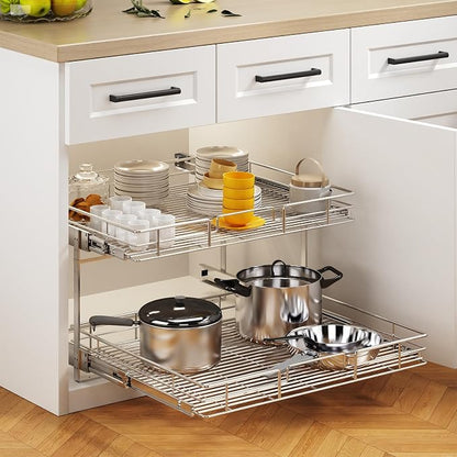 2 Tier Individual Pull Out Cabinet Organizer 31½" W x 21½" D, Heavy Duty - Image 5