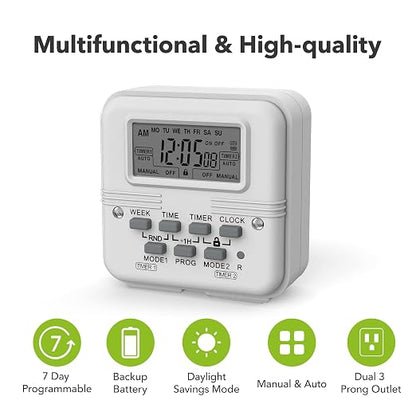 BN-LINK Indoor Digital Light Timer, 7 Day Programmable Plug - Image 7