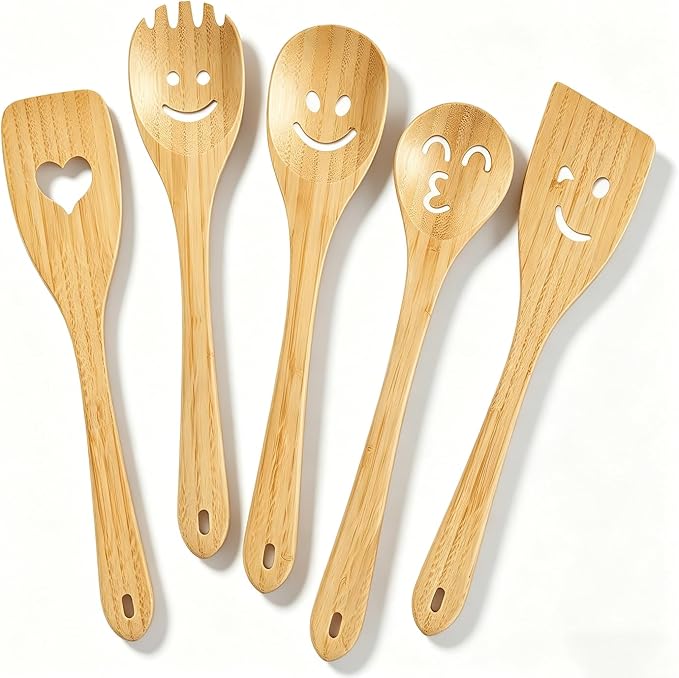 Fun Wooden Spoons for Cooking 5 Piece by Unknown