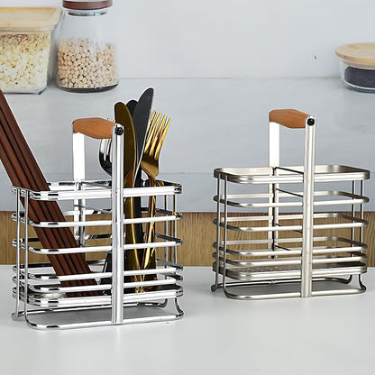 Caliamary Utensil Holder, Stainless Small Stainless Steel Cutlery Drainer Caddy - Image 3