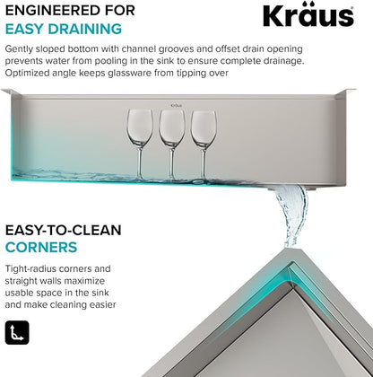 KRAUS Kore Workstation 45-inch Undermount 16 Gauge Stainless Steel Kitchen Sink, Single Bowl Kitchen Sink with Accessories, KWU120-45