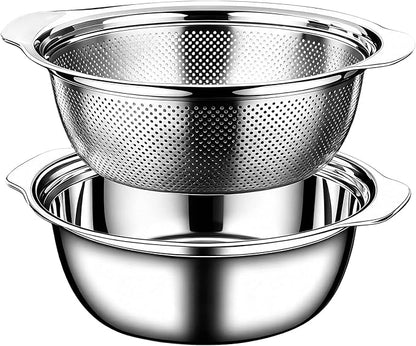 Colander for Kitchen, 1.5 QT 18/8 Stainless Steel Colander, Stainless Steel by WanFluvior