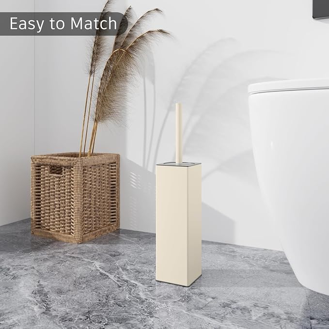 BGL Standing Toilet Brush and Holder Matte White Aluminium Toilet Bowl Cleaner - Image 3