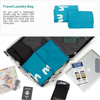 HOMEST XL Wash Me Travel Laundry Bag, Dirty Clothes Organizer, Large Enough to Hold 4 Loads of Laundry, Easy Fit a Laundry Hamper or Basket, Light Blue