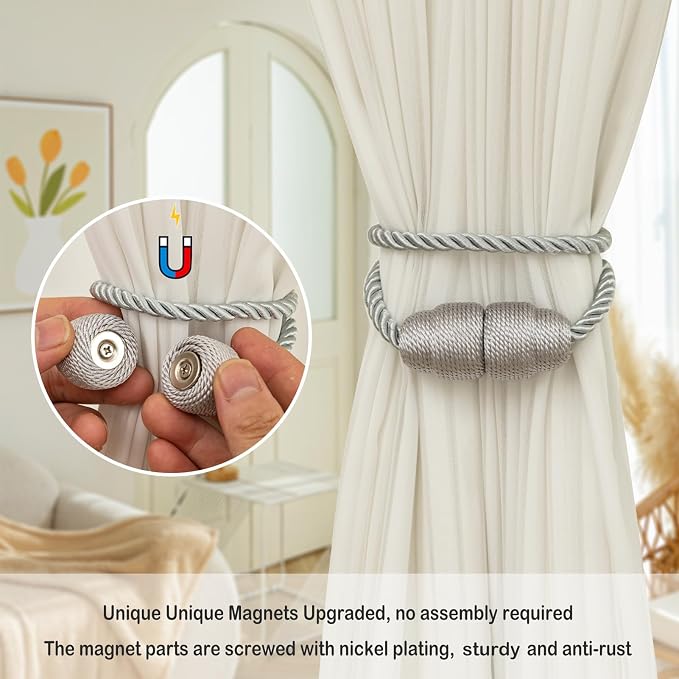 Magnetic Curtain Tiebacks Rope Curtain Tie Backs - Image 3