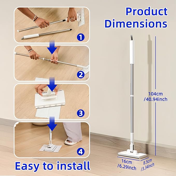 Mini Sweeper Mop No-Touch Dirty Cleaning Flat Dust Mop for Dry Wet Disposable Pads, Multi Surface Mop Floor Mopping and Sweeping Cleaning Head for House Wall Bathroom Toilet Corners Door Window