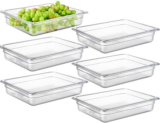 CURTA 6-Pack 1/2 Size 2.5" Deep NSF Polycarbonate Food Pans | Dishwasher & by CURTA