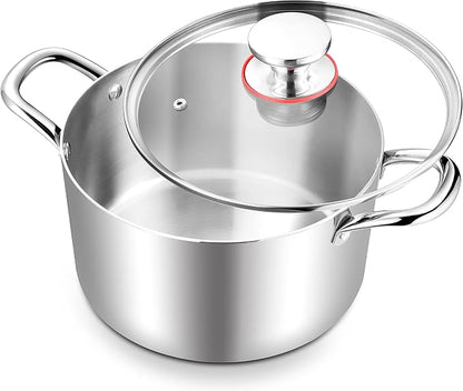 TeamFar 6 Quart Stock Pot, Stainless Steel Tri-Ply Cooking Pasta Pot by TeamFar