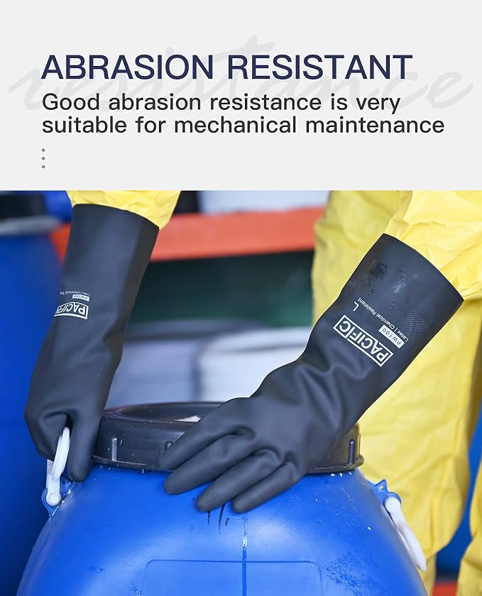 PACIFIC PPE 2 Pairs Chemical Resistant Gloves, Heavy Duty Industrial Rubber - Image 3