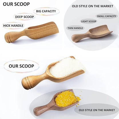 Wooden Scoops for Canisters 3PCS Acacia Wooden Scoop for Jars Small Wood Scoops - Image 4