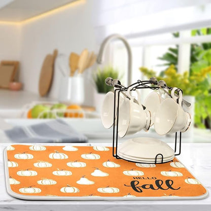 Hello Fall Burnt Orange Dish Drying Mat - Image 5