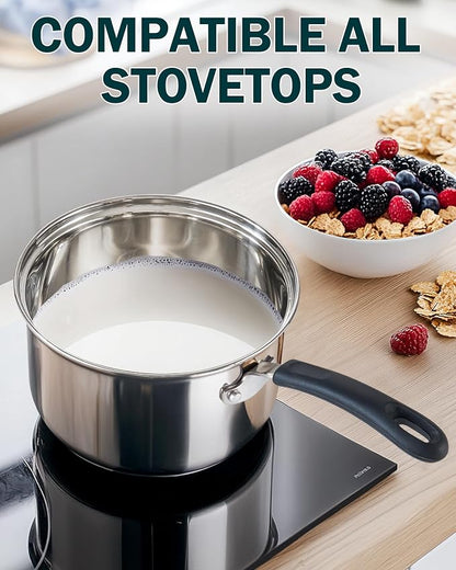 Cook N Home 3 Quart Stainless Steel Saucepan Set - Image 3