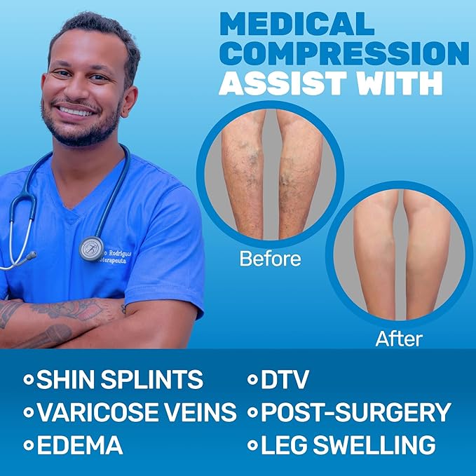 ABSOLUTE SUPPORT Cotton Compression Socks for Women & Men 20-30 mmhg Knee High