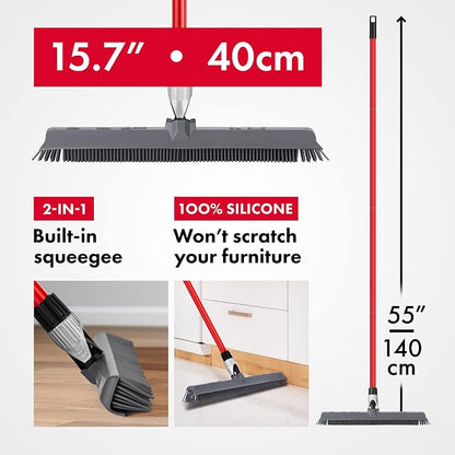 2-in-1 Silicone Rubber Broom Carpet Rake and Squeegee - Image 8