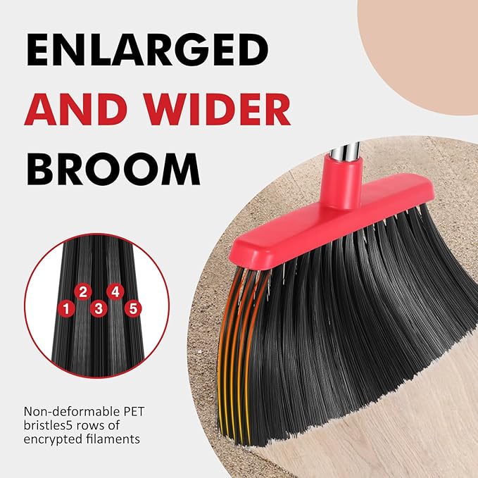 NACENA Heavy Duty Broom, 55 Inch Long Handle Outdoor Large Angle Brooms - Image 4
