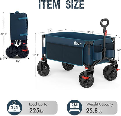 PORTAL Collapsible Wagon with Brakes, Heavy Duty Utility Cart with All-Terrain - Image 6