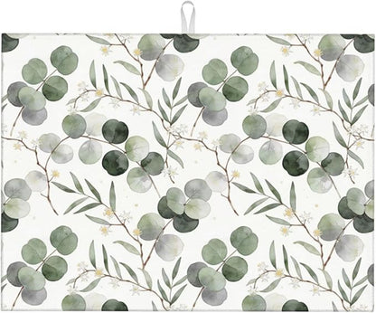 Sage Green Dish Drying Mat, for Spring Kitchen Counter Microfiber Absorbent by Vodbne