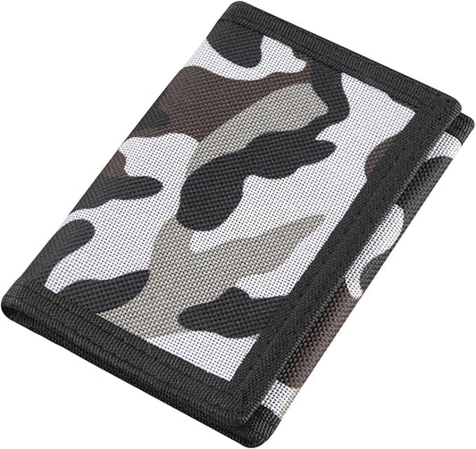 NEICY RFID Blocking Canvas Wallet for Men and Women - Camo Trifold Outdoor Sports Wallets with Magic Sticker for Teen Kids (Camo Grey02)