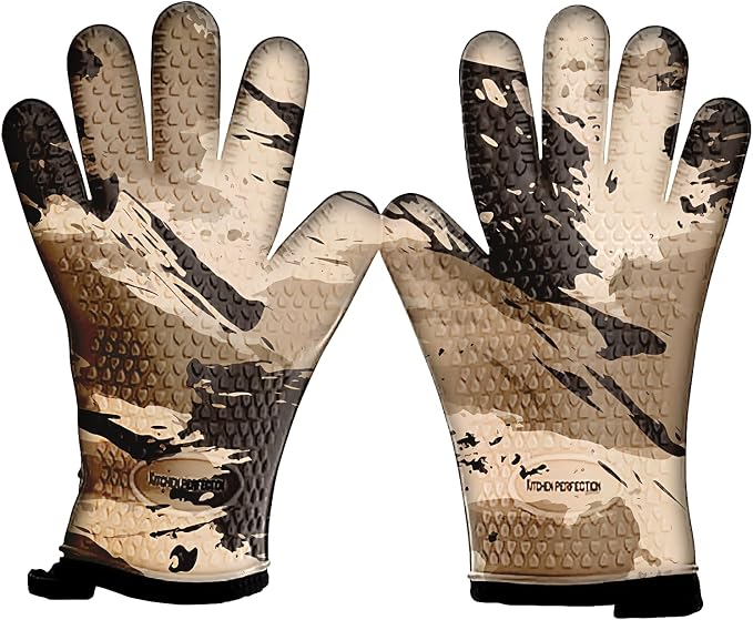 Kitchen perfection Silicone Smoker Oven Gloves -Extreme Heat Resistant BBQ by Kitchenperfection