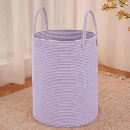 Large Woven Laundry Basket Hamper, 60L Cotton Rope Storage Bin by JMvicyroam
