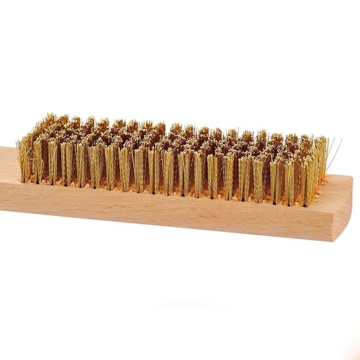 MAXMAN Brass Brush, Soft Brass Bristles Wire Brush for Cleaning Metal Rust, Welds, Home and Kitchen, Wire Scratch Brushes with 10" Beechwood Handle