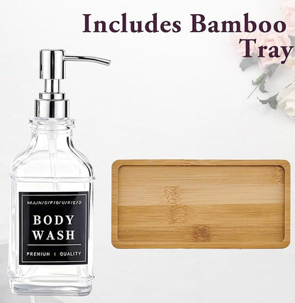 Glass Soap Dispenser with Pump, Countertop Soap and Lotion Dispenser Set of 2 - Image 5