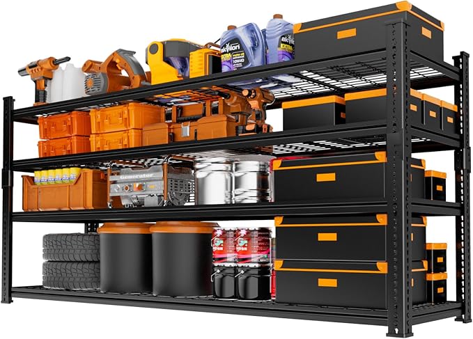 Storage Shelves Heavy Duty 2 PCS, 4-tier Adjustable Metal Industrial Utility - Image 7