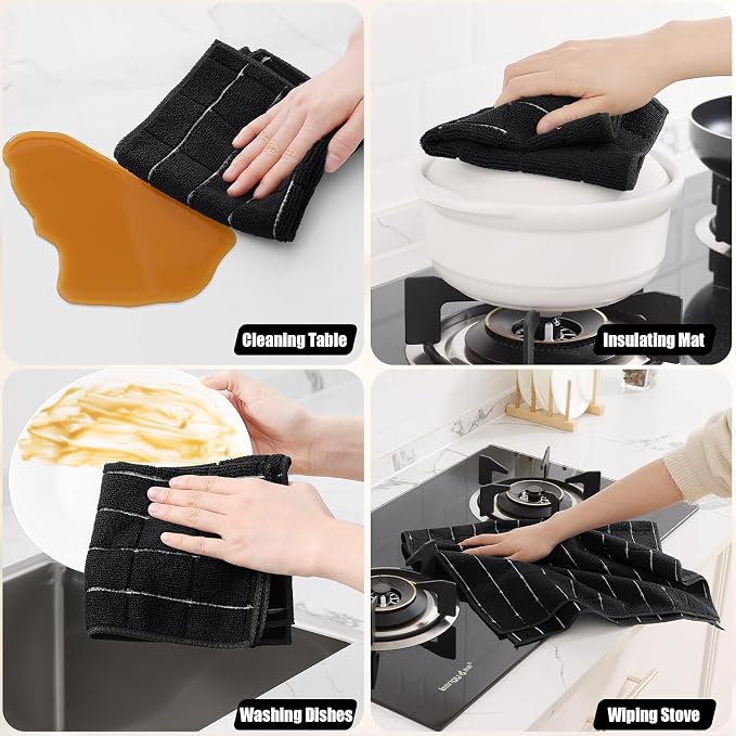 Homaxy Microfiber Kitchen Towels and Dishcloths Set, 12 Pack Soft and Absorbent - Image 5