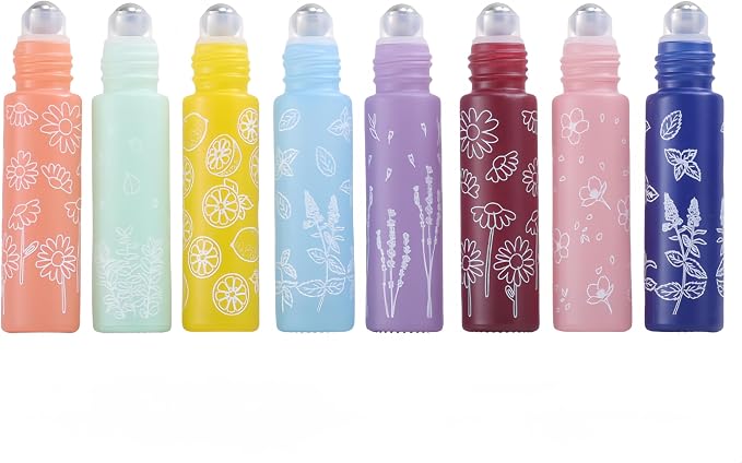 10 Pcs Pink Glass Essential Oil Roller Bottles, 10ml Refillable Roll-on Bottles - Image 2
