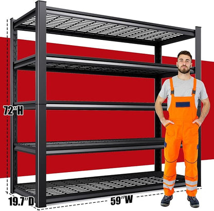 Set of 3 Garage Shelving-3500 lbs 5 Tier Storage Shelves, Adjustable Heavy Duty - Image 3