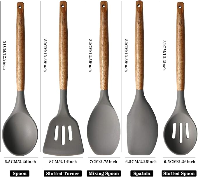 Kitchen Utensils Set, Silicone Cooking Utensils Set, Non-Stick Silicone Spatula - Image 4