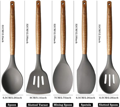 Kitchen Utensils Set, Silicone Cooking Utensils Set, Non-Stick Silicone Spatula - Image 4