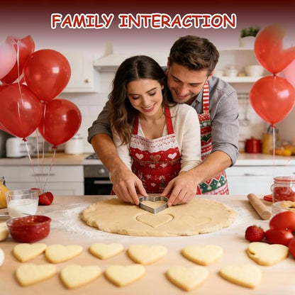 Love Heart Cookie Cutter Set Pack of 5 Valentines Day Heart Biscuit Cutter - Image 9