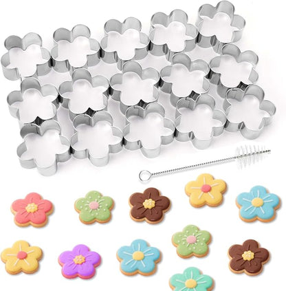 AIERSA Mini Flower Cookie Cutter, 15 Cavity Cracker Cutter, 1.4 Inch Small by AIERSA