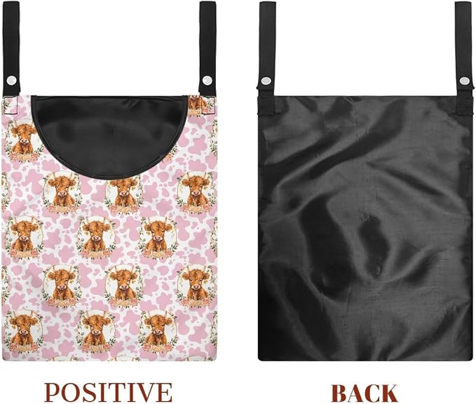 Cattle Clothespin Bags with Hanging Rope Pink Cow Print 14.5 x 12 Inch Summer - Image 7