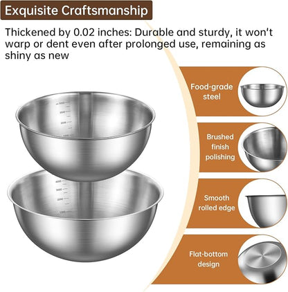 Gronivex Stainless Steel Mixing Bowls Set of 2, Food Grade 304, Dishwasher Safe - Image 2