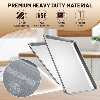 BIEAMA 6 Pack Half Size Baking Sheet Pan Aluminum Commercial Pan - Image 3