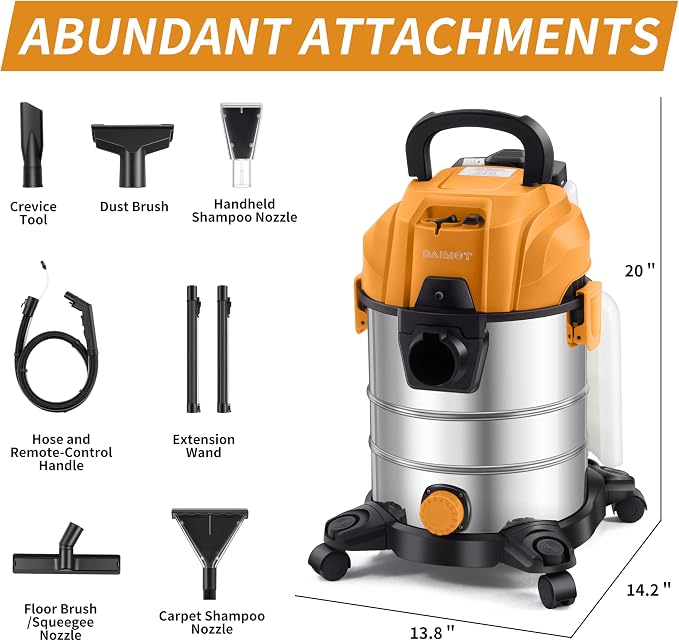 Shop Vacuum Wet and Dry, 6 Gallon 5.5 Peak HP, 3 in 1 Wet/Dry/Upholstery Shop - Image 2