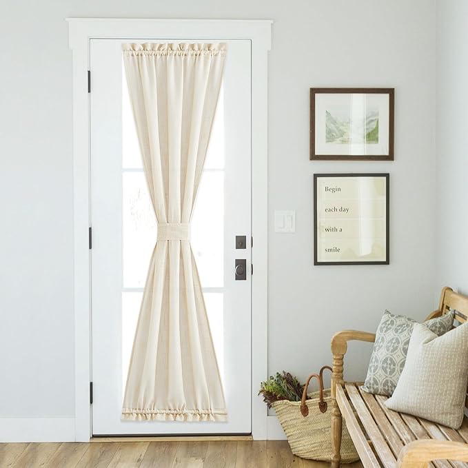 NICETOWN Door Panel Curtains Faux Linen French Curtain Window Curtain Semi by NICETOWN